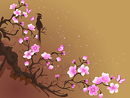 水墨立体樱花矢量素材