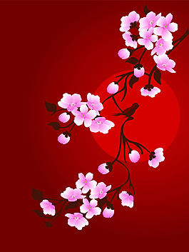 美麗盛開(kāi)櫻花矢量素材