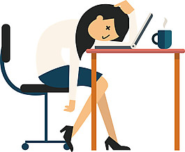 扒在辦公桌上的扁平化商務(wù)女性
