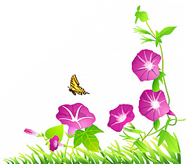 牽牛花藤蔓邊角修飾png圖片素材