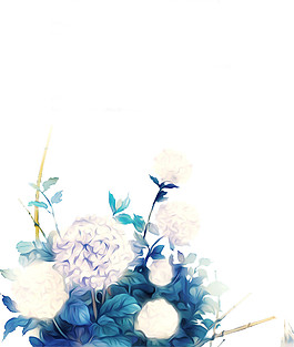 中國風(fēng)藍(lán)色花朵PNG元素