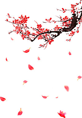中国风梅花枝花瓣装饰图