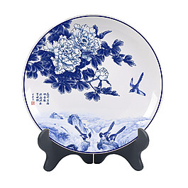 中國風(fēng)圓形藍(lán)色花朵屏風(fēng)PNG元素