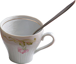 時尚花朵咖啡杯PNG元素