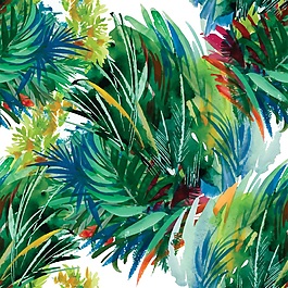 熱帶叢林水彩矢量素材