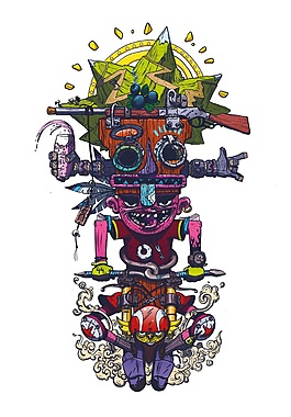 古代彩色圖騰紋樣矢量素材