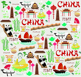 中國特色旅行元素插畫