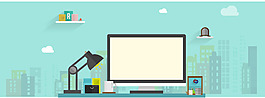 蓝色互联网类扁平淘宝全屏banner背景