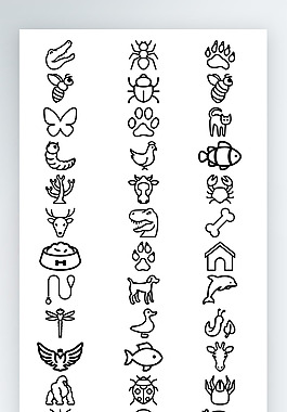 动物图标黑白线稿icon图标PNG