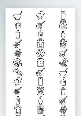 食品圖標(biāo)黑白線稿素材AI