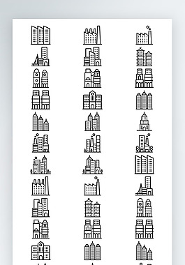 建筑圖標彩色圖標icon素材AI