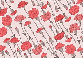 紅色玫瑰花圖案矢量素材