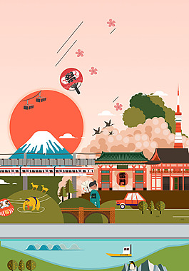 日本富士山河边元素