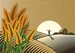 農(nóng)夫農(nóng)村農(nóng)場矢量素材背景
