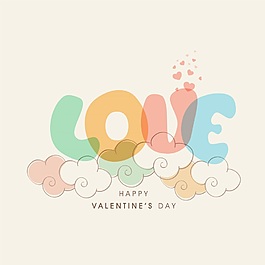 情人節(jié)love卡通愛情矢量背景素材