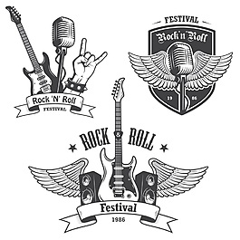 卡通音樂矢量圖標素材Rock