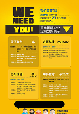 黃色WE NEED YOU 企業(yè)商業(yè)公司招聘海報設(shè)計PSD