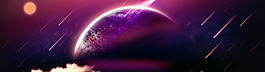 紫色唯美流星banner背景