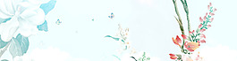 小清新水彩花朵banner背景