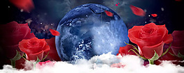 浪漫红玫瑰banner背景