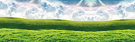 藍(lán)天綠草banner背景