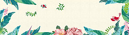 水彩樹葉花朵banner背景
