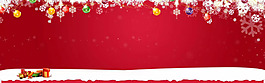 紅色冬季圣誕季雪花banner背景