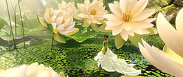 夏季夢(mèng)幻荷花淘寶全屏banner背景