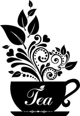黑白創意茶杯插畫