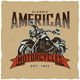 卡通摩托復(fù)古矢量卡通素材