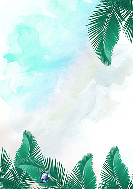 小清新水墨綠葉背景