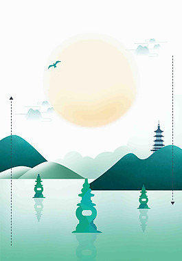 小清新山水湖泊背景