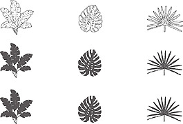 樹葉輪廓剪影矢量PNG