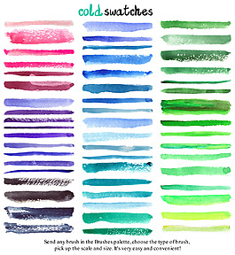 條紋水彩畫筆筆刷預(yù)設(shè)矢量素材