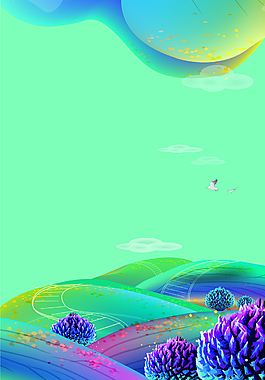 矢量渐变质感童话浪漫风景背景