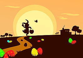 复活节兔子插画banner背景