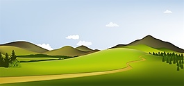 農(nóng)村道路風景矢量素材