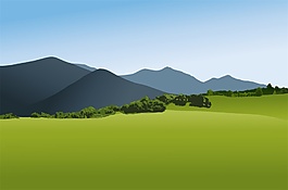 山川卡通風景矢量素材