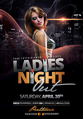 LadiesNightOut國外創意歐美風酒吧宣傳海報