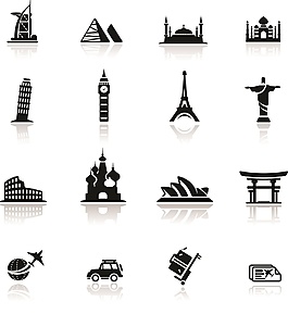 矢量旅游地標(biāo)小圖標(biāo)海報(bào)素材