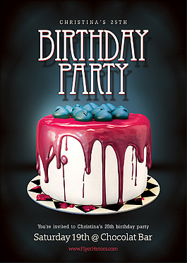BirthdayFlyerPink國外創意歐美風酒吧宣傳海報