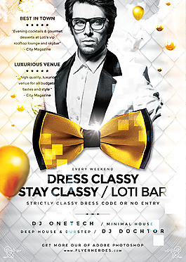 DressClassyStayClassyFlyerTemplate金色國外創意歐美風酒吧宣傳海報