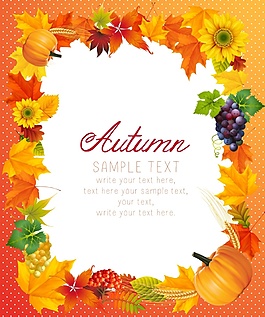 花圈秋日風情矢量背景