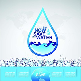 卡通水滴保護(hù)水資源環(huán)境矢量素材