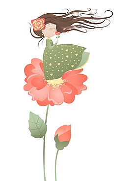 圣誕節(jié)日長(zhǎng)發(fā)女孩生日會(huì)邀請(qǐng)卡片海報(bào)矢量