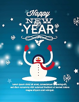 卡通雪人圣誕卡片矢量素材