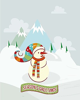 圣誕節(jié)雪人卡片矢量素材