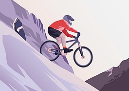 山地騎行矢量素材