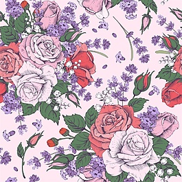 復古華美薔薇花卉圖案