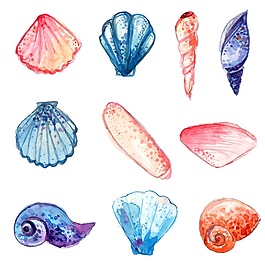 水彩海底夏日海洋生物元素